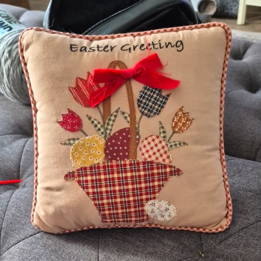 Easter Greeting Accent Pillow 9.5" X 9.5"